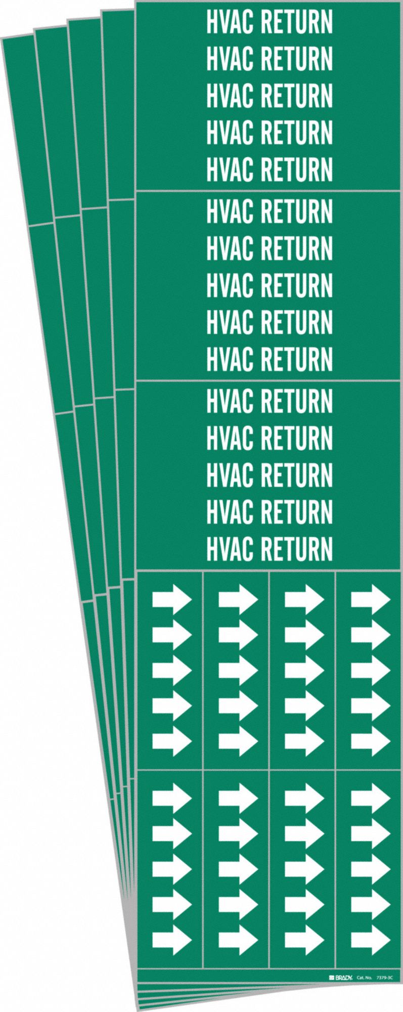Pipe Marker: HVAC Return, Green, White, Fits 3/4 in and Smaller Pipe O.D., 3 Pipe Markers, 5 PK