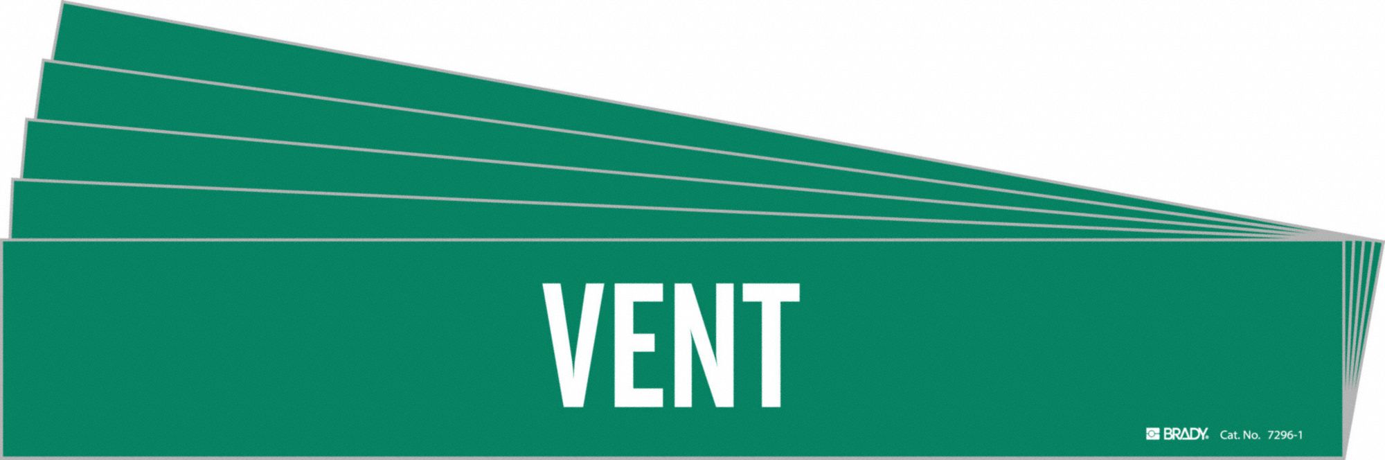 Pipe Marker: Vent, Green, White, Fits 2 1/2 to 7 7/8 in Pipe O.D., 1 Pipe Markers, 5 PK