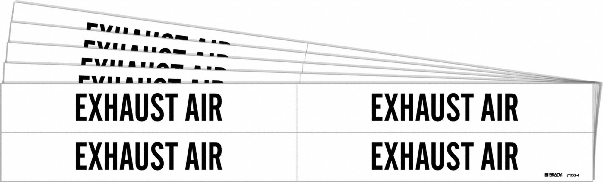 Pipe Marker: Exhaust Air, White, Black, Fits 3/4 to 2 3/8 in Pipe O.D., 4 Pipe Markers, 5 PK
