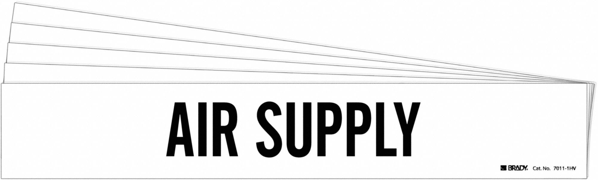 Pipe Marker: Air Supply, White, Black, Fits 8 in and Larger Pipe O.D., 1 Pipe Markers, 5 PK