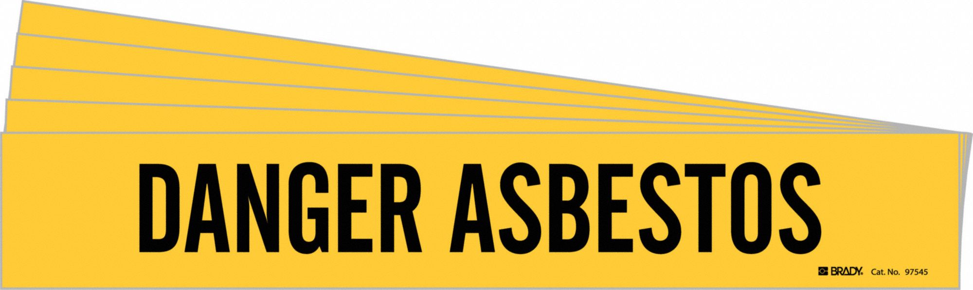 Pipe Marker: Danger Asbestos, Yellow, Black, Fits 2 1/2 to 7 7/8 in Pipe O.D., 1 Pipe Markers, 5 PK