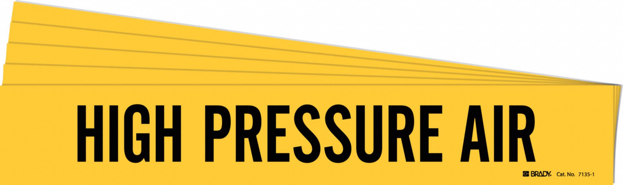Pipe Marker: High Pressure Air, Yellow, Black, Fits 2 1/2 to 7 7/8 in Pipe O.D., 5 PK