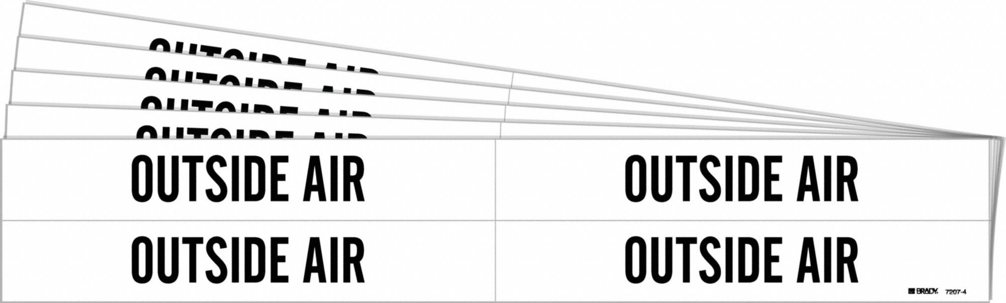 Pipe Marker: Outside Air, White, Black, Fits 3/4 to 2 3/8 in Pipe O.D., 4 Pipe Markers, 5 PK