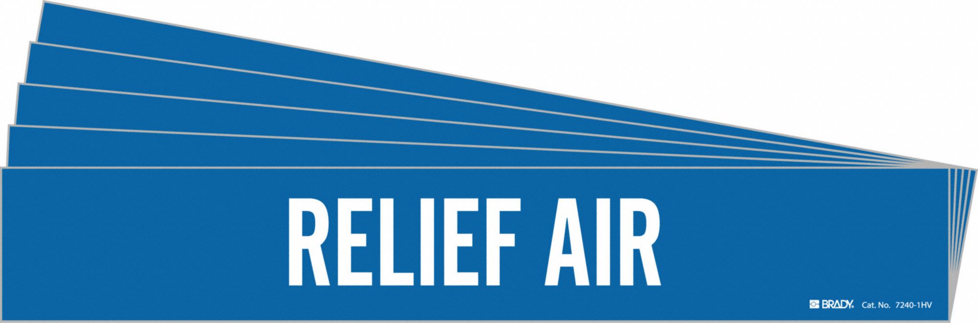 Pipe Marker: Relief Air, Blue, White, Fits 8 in and Larger Pipe O.D., 1 Pipe Markers, 5 PK