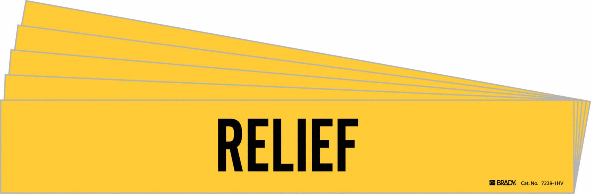 Pipe Marker: Relief, Yellow, Black, Fits 8 in and Larger Pipe O.D., 1 Pipe Markers, 5 PK