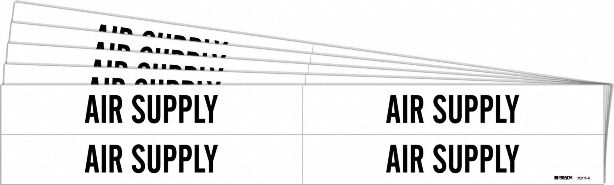 Pipe Marker: Air Supply, White, Black, Fits 3/4 to 2 3/8 in Pipe O.D., 4 Pipe Markers, 5 PK
