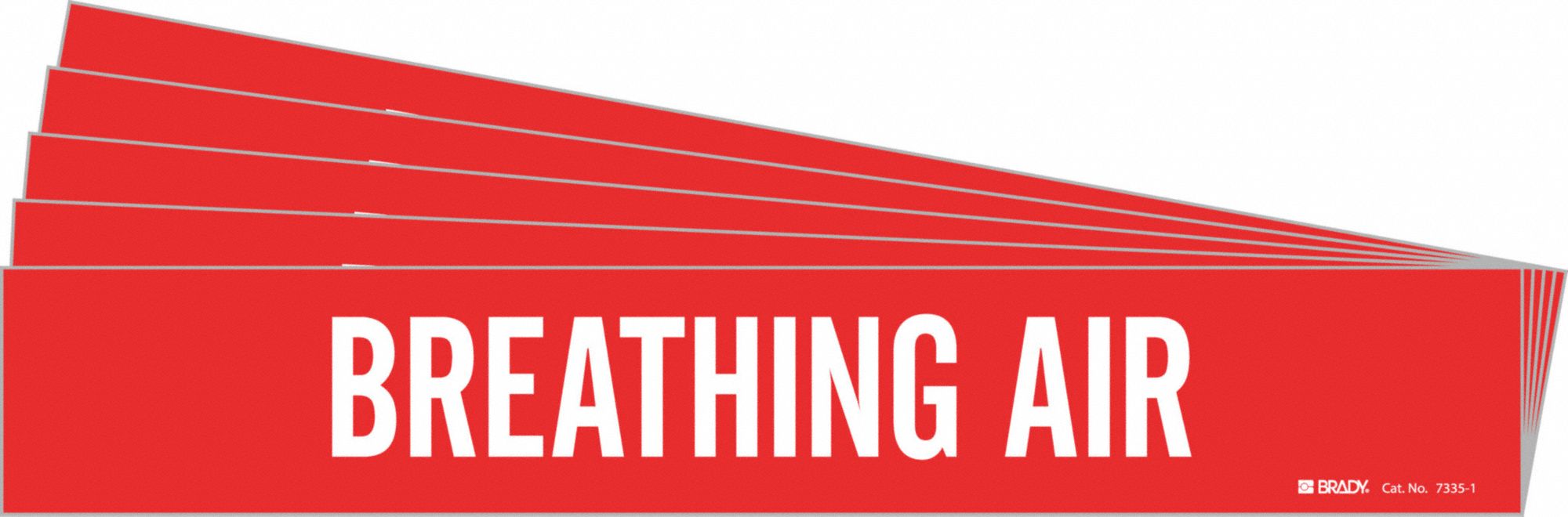 Pipe Marker: Breathing Air, Red, White, Fits 2 1/2 to 7 7/8 in Pipe O.D., 1 Pipe Markers, 5 PK