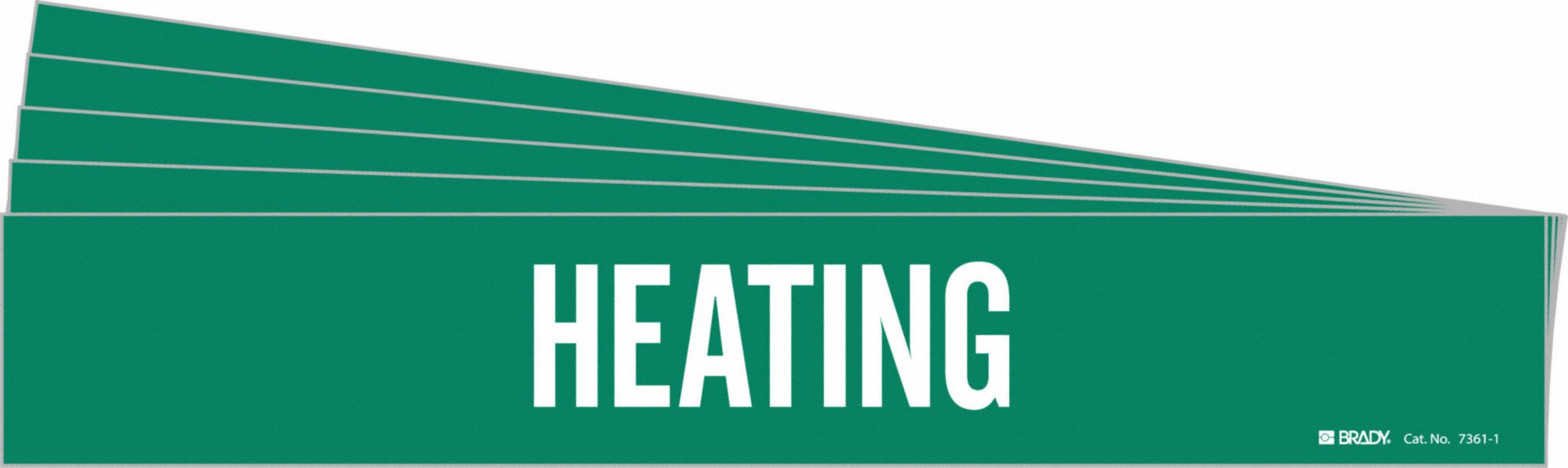 Pipe Marker: Heating, Green, White, Fits 2 1/2 to 7 7/8 in Pipe O.D., 1 Pipe Markers, 5 PK