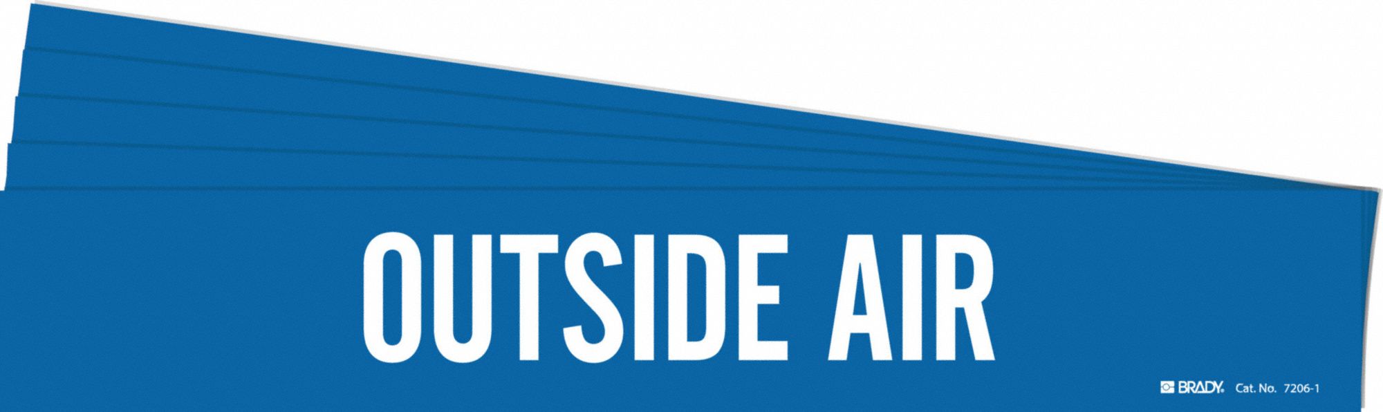 Pipe Marker: Outside Air, Blue, White, Fits 2 1/2 to 7 7/8 in Pipe O.D., 1 Pipe Markers, 5 PK