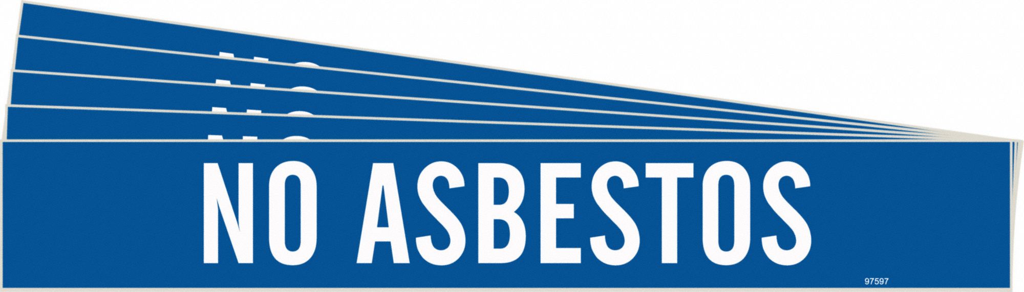Pipe Marker: No Asbestos, Blue, White, Fits 8 in and Larger Pipe O.D., 1 Pipe Markers, 5 PK
