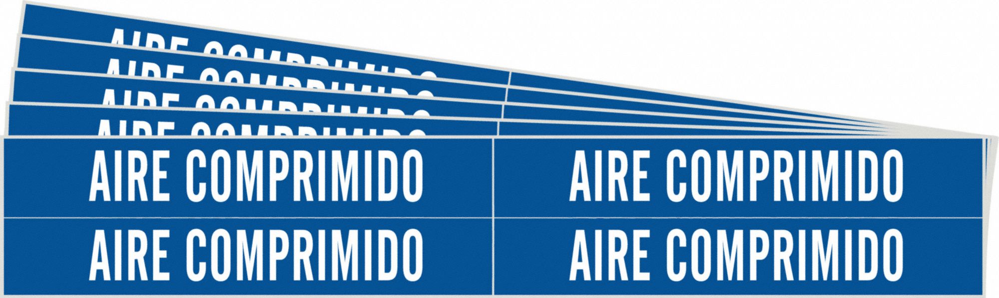 Pipe Marker: Aire Comprimido, Blue, White, Fits 3/4 to 2 3/8 in Pipe O.D., 4 Pipe Markers, 5 PK