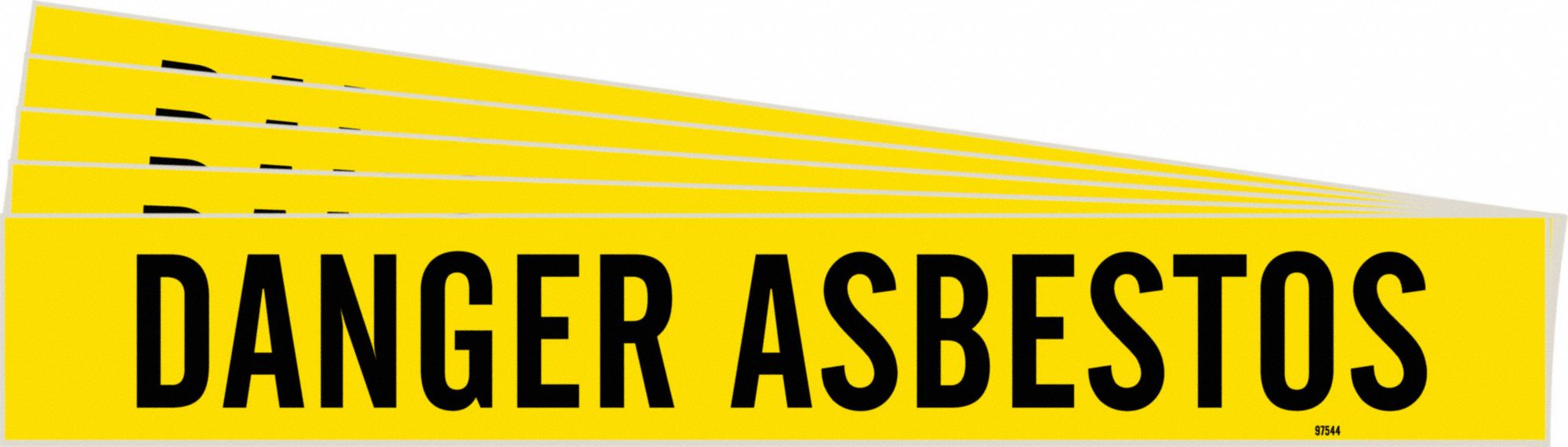 Pipe Marker: Danger Asbestos, Yellow, Black, Fits 8 in and Larger Pipe O.D., 1 Pipe Markers, 5 PK