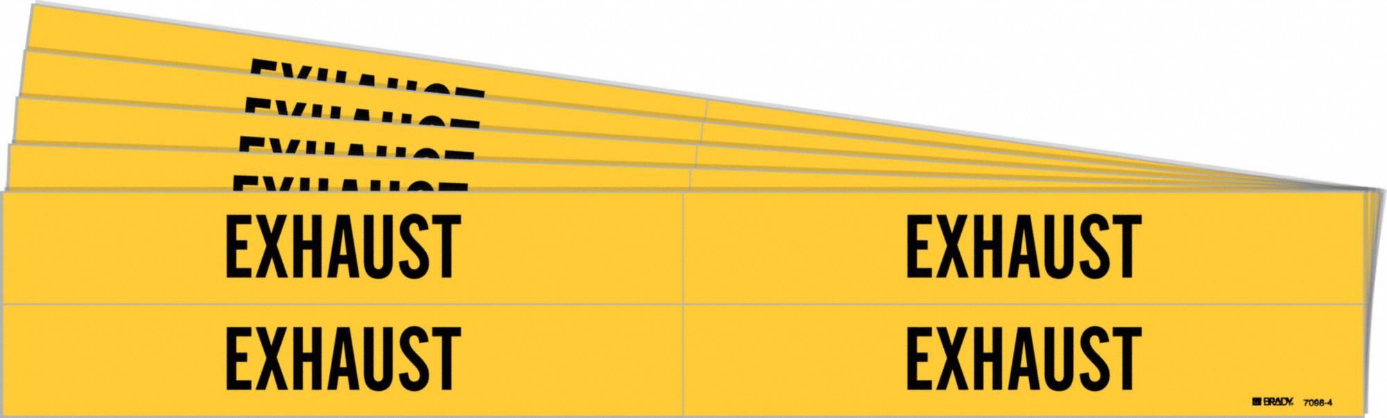Pipe Marker: Exhaust, Yellow, Black, Fits 3/4 to 2 3/8 in Pipe O.D., 4 Pipe Markers, 5 PK