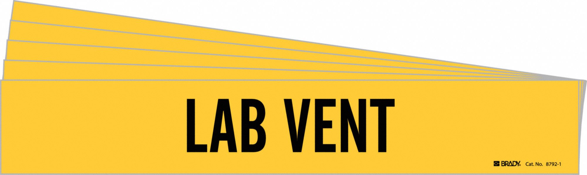 Pipe Marker: Lab Vent, Yellow, Black, Fits 2 1/2 to 7 7/8 in Pipe O.D., 1 Pipe Markers, 5 PK