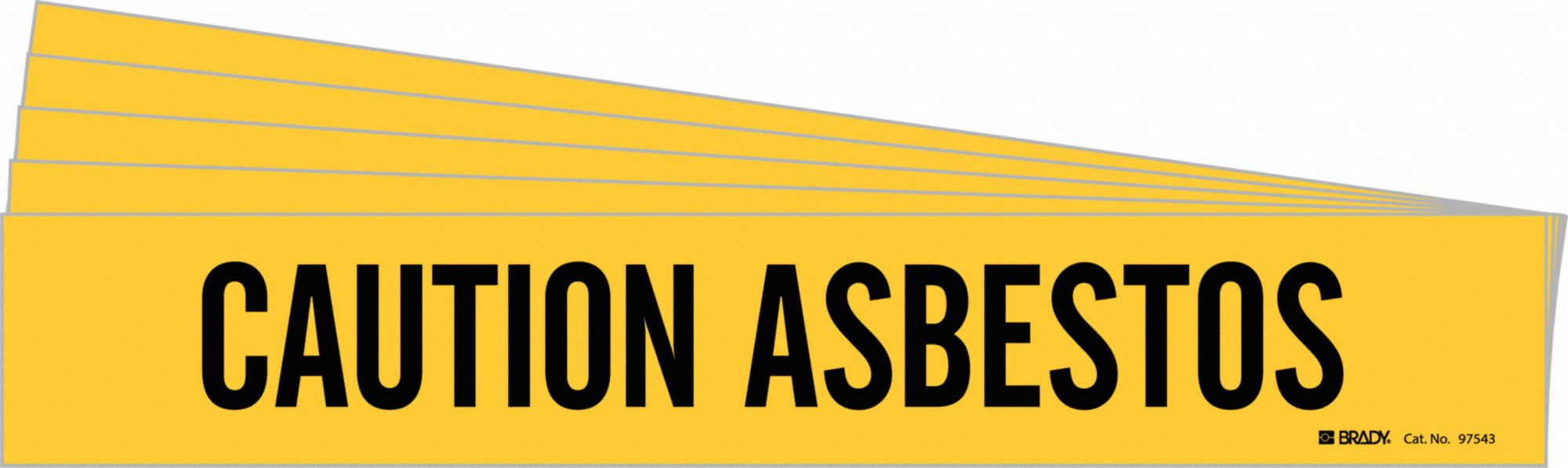 Pipe Marker: Caution Asbestos, Yellow, Black, Fits 2 1/2 to 7 7/8 in Pipe O.D., 1 Pipe Markers, 5 PK