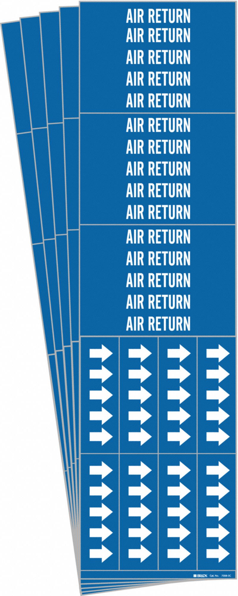Pipe Marker: Air Return, Blue, White, Fits 3/4 in and Smaller Pipe O.D., 3 Pipe Markers, 5 PK