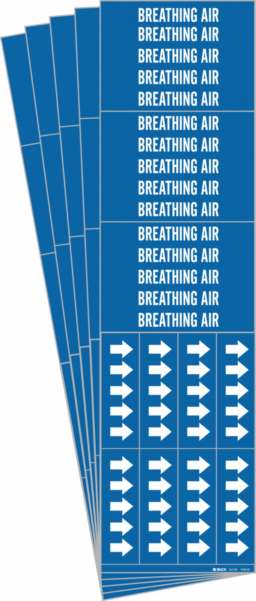 Pipe Marker: Breathing Air, Blue, White, Fits 3/4 in and Smaller Pipe O.D., 3 Pipe Markers, 5 PK