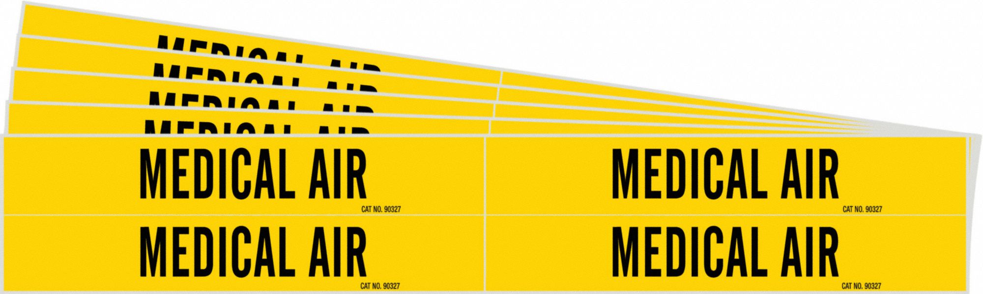 Pipe Marker: Medical Air, Yellow, Black, Fits 3/4 to 2 3/8 in Pipe O.D., 4 Pipe Markers, 5 PK