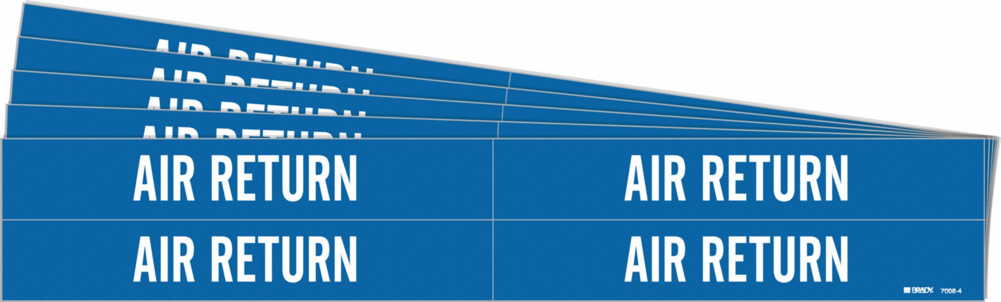 Pipe Marker: Air Return, Blue, White, Fits 3/4 to 2 3/8 in Pipe O.D., 4 Pipe Markers, 5 PK