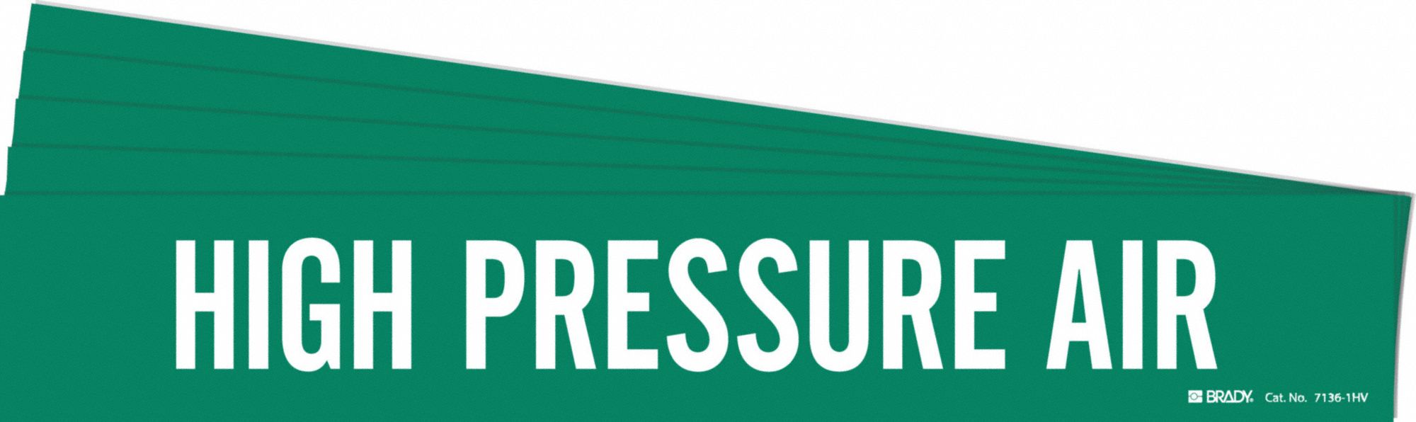 Pipe Marker: High Pressure Air, Green, White, Fits 8 in and Larger Pipe O.D., 1 Pipe Markers, 5 PK