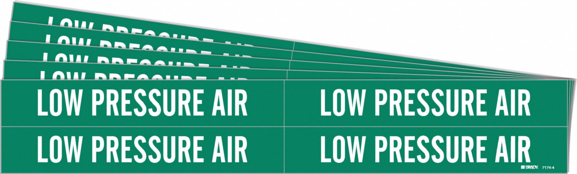 Pipe Marker: Low Pressure Air, Green, White, Fits 3/4 to 2 3/8 in Pipe O.D., 4 Pipe Markers, 5 PK
