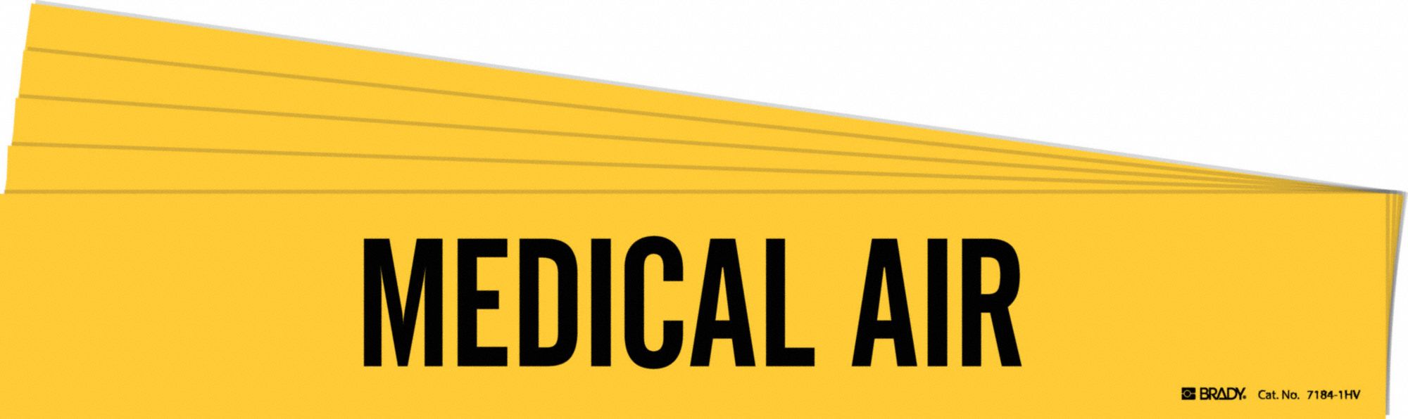 Pipe Marker: Medical Air, Yellow, Black, Fits 8 in and Larger Pipe O.D., 1 Pipe Markers, 5 PK