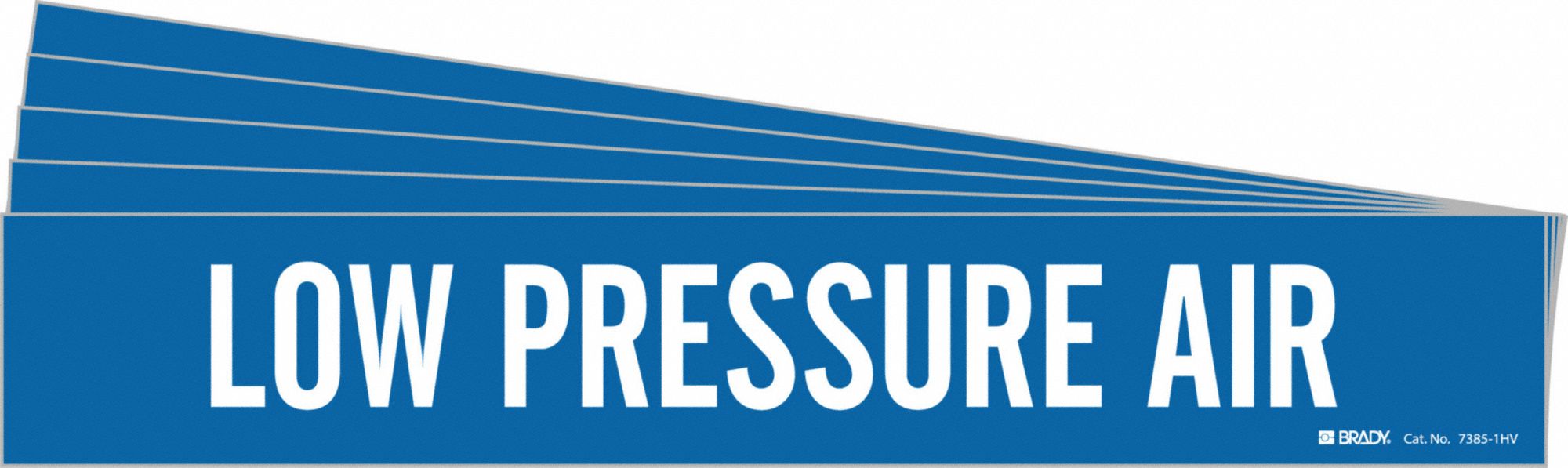 Pipe Marker: Low Pressure Air, Blue, White, Fits 8 in and Larger Pipe O.D., 1 Pipe Markers, 5 PK