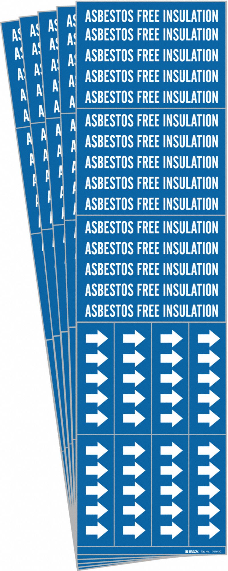 Pipe Marker: Asbestos Free Insulation, Blue, White, Fits 3/4 in and Smaller Pipe O.D., 5 PK