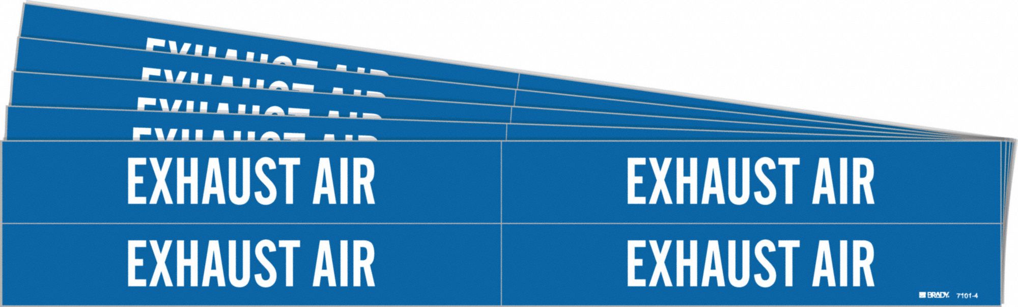 Pipe Marker: Exhaust Air, Blue, White, Fits 3/4 to 2 3/8 in Pipe O.D., 4 Pipe Markers, 5 PK
