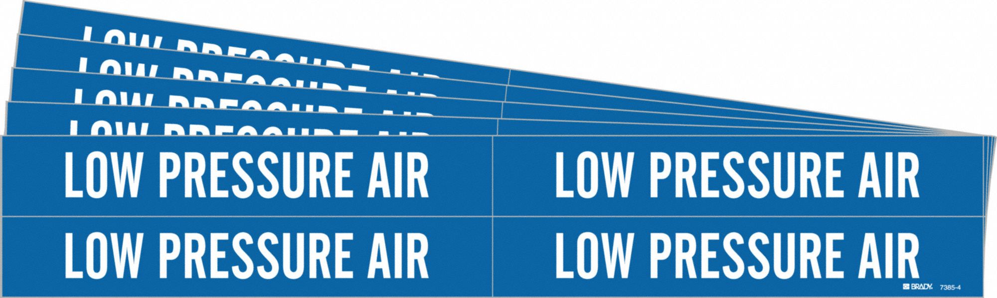 Pipe Marker: Low Pressure Air, Blue, White, Fits 3/4 to 2 3/8 in Pipe O.D., 4 Pipe Markers, 5 PK