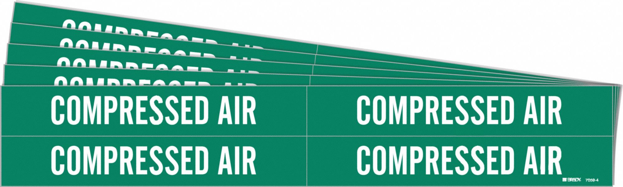 Pipe Marker: Compressed Air, Green, White, Fits 3/4 to 2 3/8 in Pipe O.D., 4 Pipe Markers, 5 PK