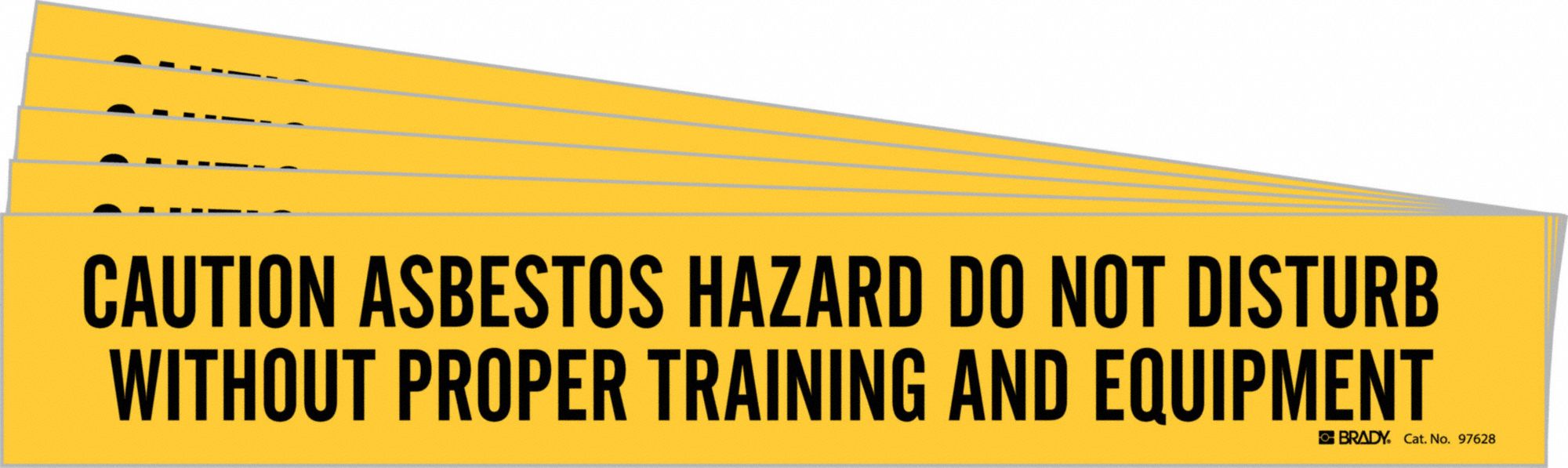 Pipe Marker: Caution Asbestos Hazard Do Not Disturb Without Proper Training & Equipment, Black, 5 PK