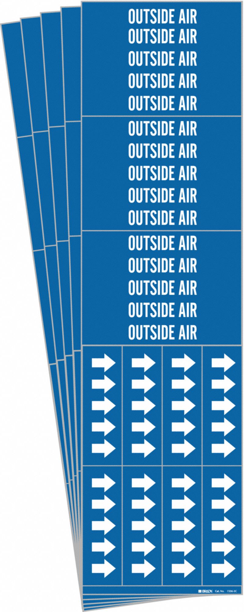 Pipe Marker: Outside Air, Blue, White, Fits 3/4 in and Smaller Pipe O.D., 3 Pipe Markers, 5 PK