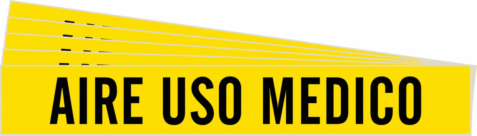 Pipe Marker: Aire Uso Medico, Yellow, Black, Fits 2 1/2 to 7 7/8 in Pipe O.D., 1 Pipe Markers, 5 PK