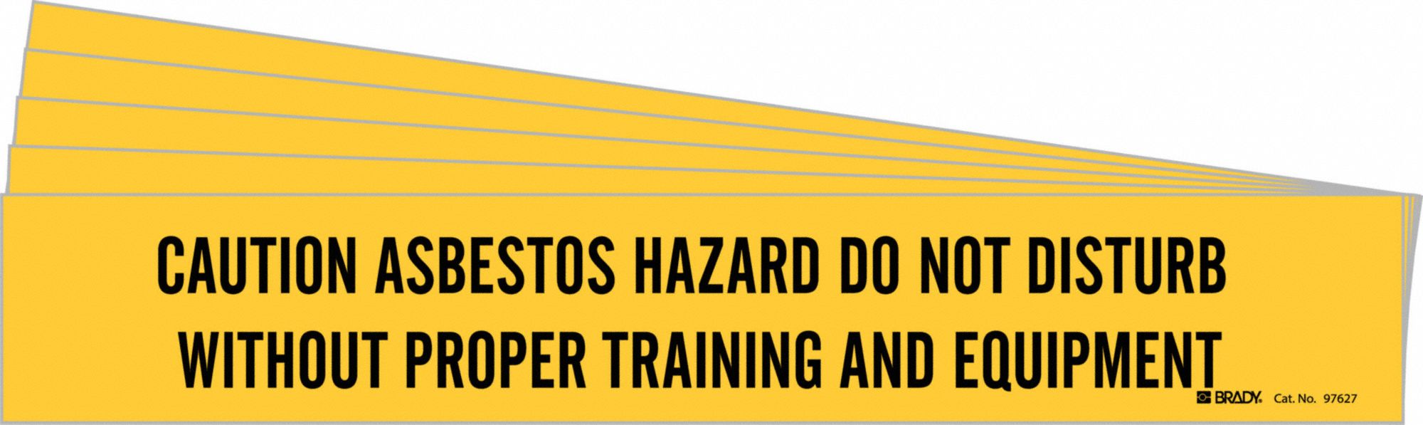 Pipe Marker: Caution Asbestos Hazard Do Not Disturb Without Proper Training & Equipment, Black, 5 PK