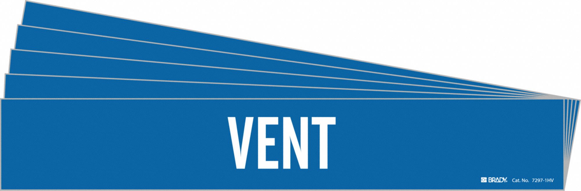 Pipe Marker: Vent, Blue, White, Fits 8 in and Larger Pipe O.D., 1 Pipe Markers, Without Arrows, 5 PK
