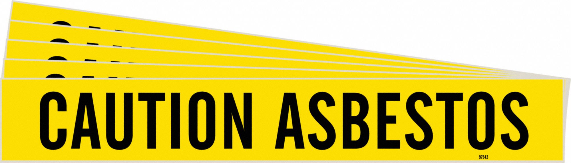 Pipe Marker: Caution Asbestos, Yellow, Black, Fits 8 in and Larger Pipe O.D., 1 Pipe Markers, 5 PK