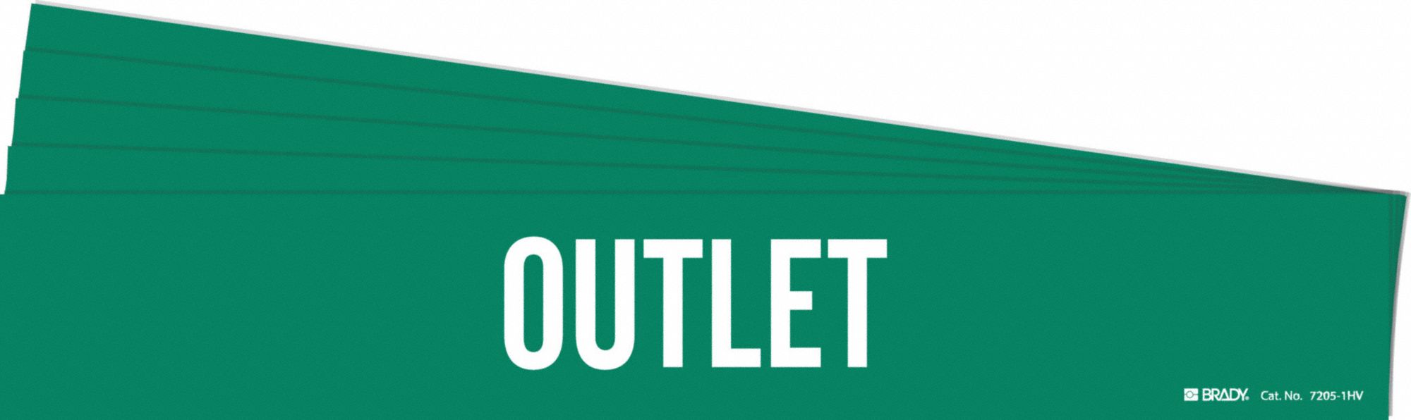 Pipe Marker: Outlet, Green, White, Fits 8 in and Larger Pipe O.D., 1 Pipe Markers, 5 PK