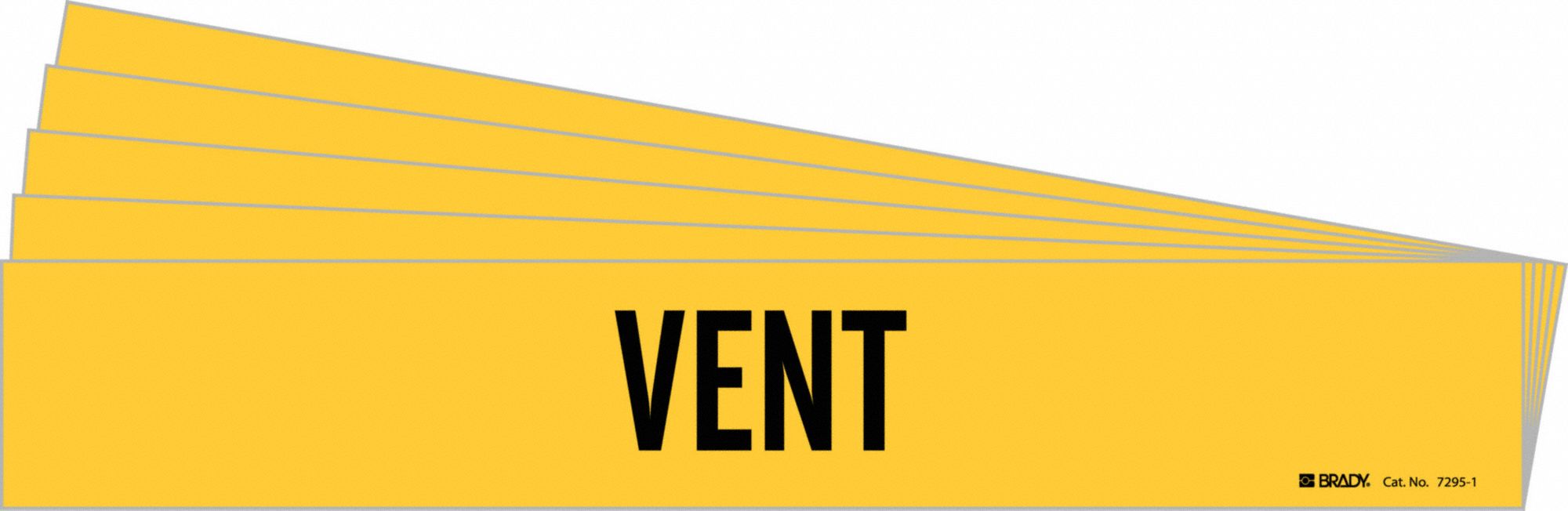 Pipe Marker: Vent, Yellow, Black, Fits 2 1/2 to 7 7/8 in Pipe O.D., 1 Pipe Markers, 5 PK