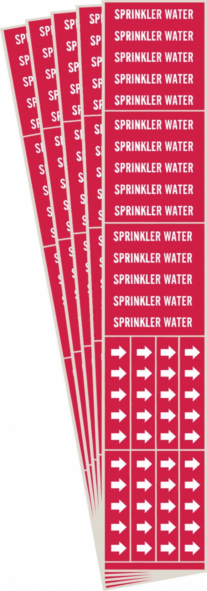 Pipe Marker: Sprinkler Water, Red, White, Fits 3/4 in and Smaller Pipe O.D., 3 Pipe Markers, 5 PK