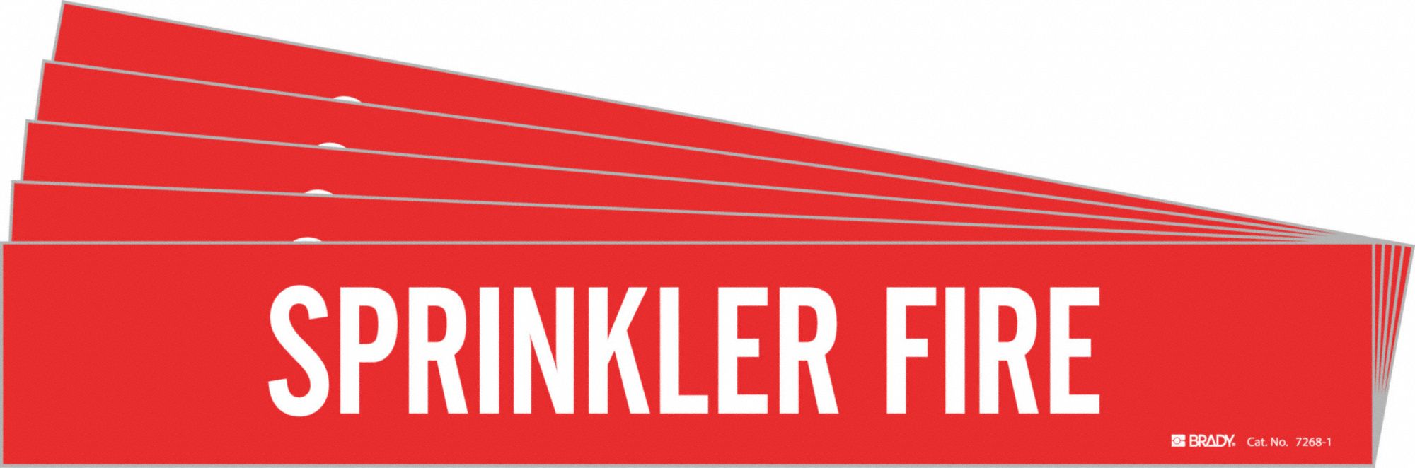 Pipe Marker: Sprinkler Fire, Red, White, Fits 2 1/2 to 7 7/8 in Pipe O.D., 1 Pipe Markers, 5 PK