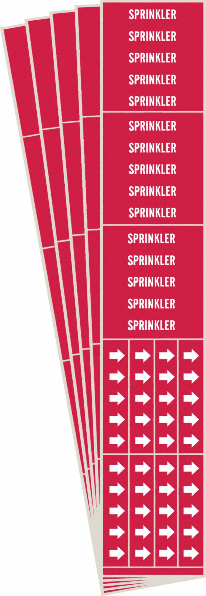 Pipe Marker: Sprinkler, Red, White, Fits 3/4 in and Smaller Pipe O.D., 3 Pipe Markers, 5 PK