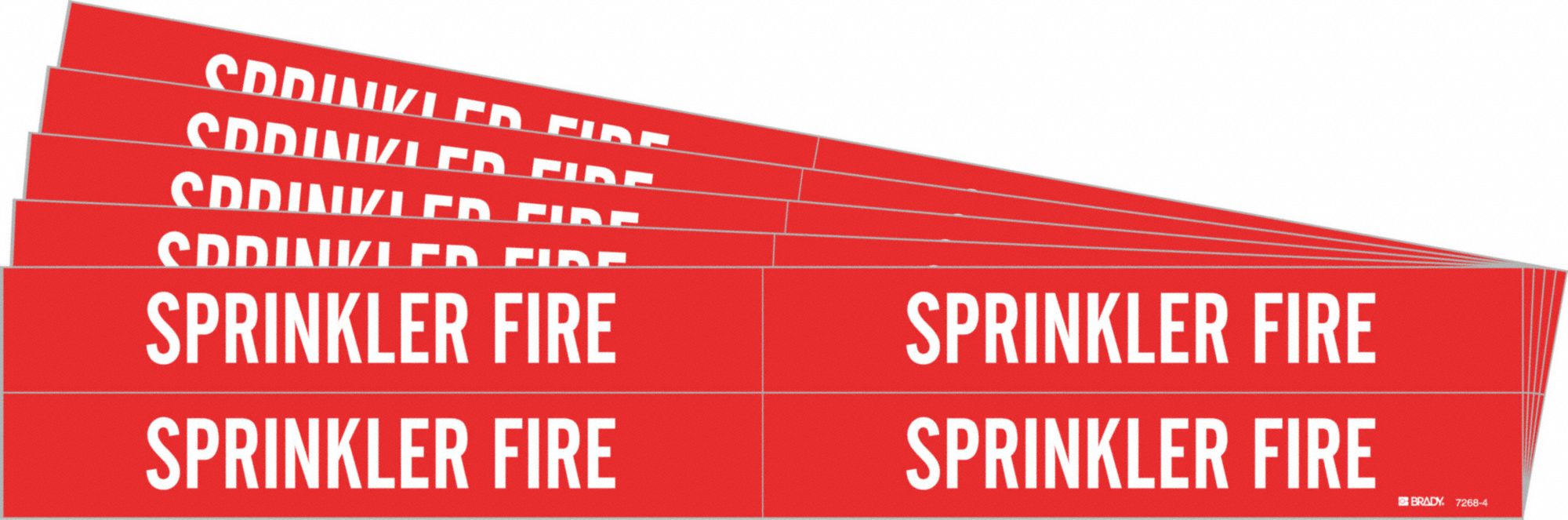 Pipe Marker: Sprinkler Fire, Red, White, Fits 3/4 to 2 3/8 in Pipe O.D., 4 Pipe Markers, 5 PK