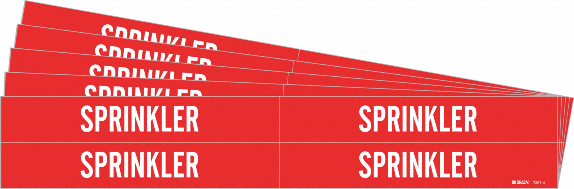 Pipe Marker: Sprinkler, Red, White, Fits 3/4 to 2 3/8 in Pipe O.D., 4 Pipe Markers, 5 PK