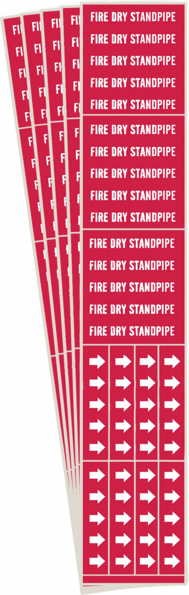 Pipe Marker: Fire Dry Standpipe, Red, White, Fits 3/4 in and Smaller Pipe O.D., 3 Pipe Markers, 5 PK