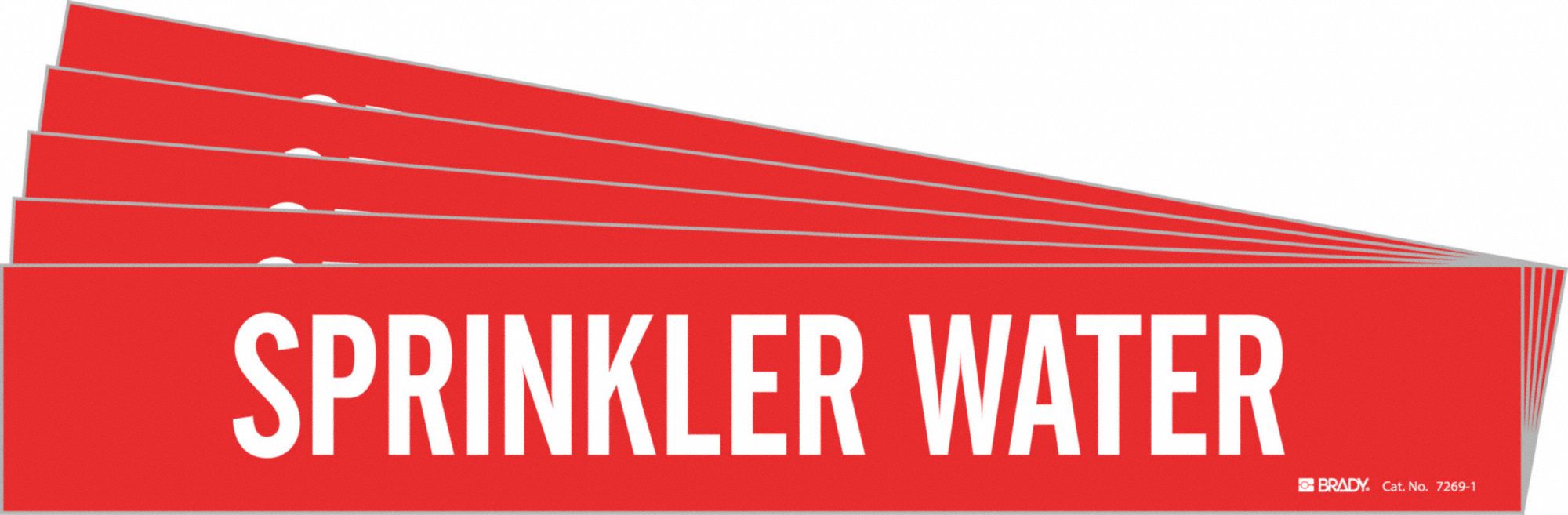 Pipe Marker: Sprinkler Water, Red, White, Fits 2 1/2 to 7 7/8 in Pipe O.D., 1 Pipe Markers, 5 PK