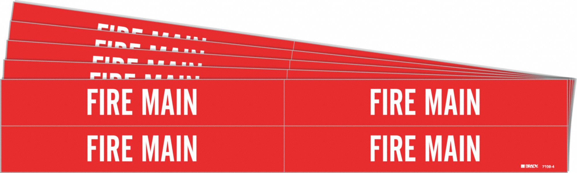 Pipe Marker: Fire Main, Red, White, Fits 3/4 to 2 3/8 in Pipe O.D., 4 Pipe Markers, 5 PK