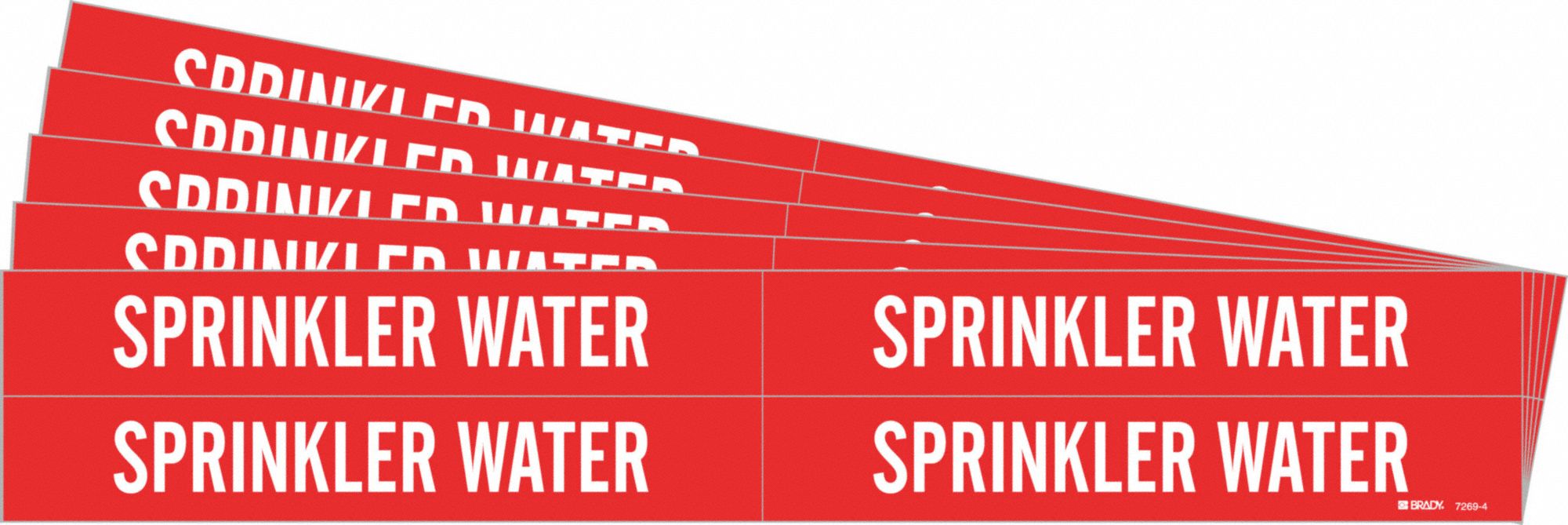 Pipe Marker: Sprinkler Water, Red, White, Fits 3/4 to 2 3/8 in Pipe O.D., 4 Pipe Markers, 5 PK