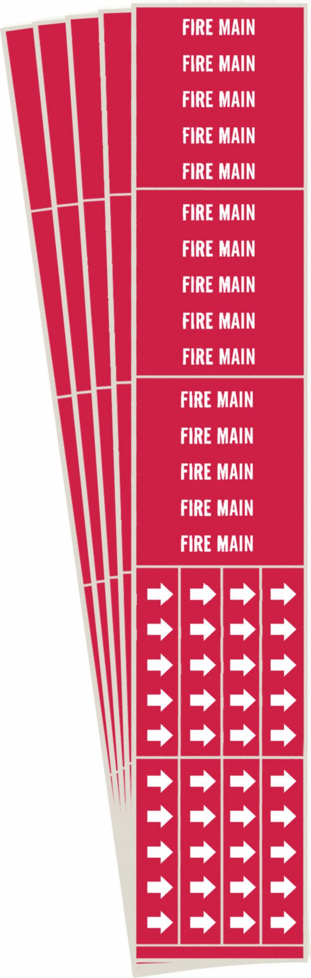 Pipe Marker: Fire Main, Red, White, Fits 3/4 in and Smaller Pipe O.D., 3 Pipe Markers, 5 PK