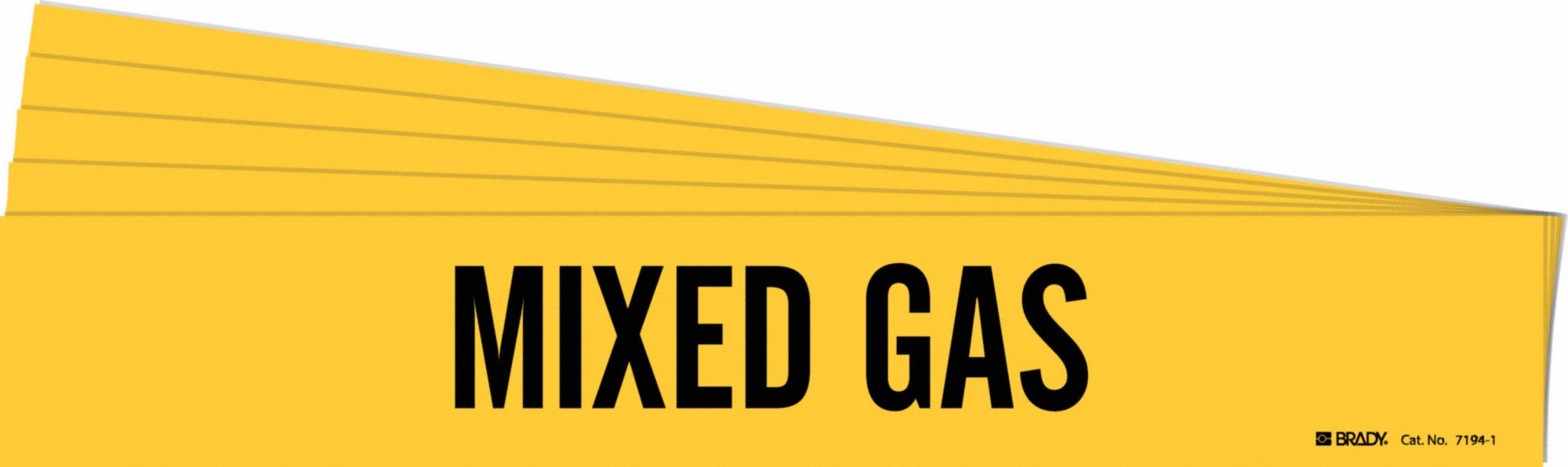 Pipe Marker: Mixed Gas, Yellow, Black, Fits 2 1/2 to 7 7/8 in Pipe O.D., 1 Pipe Markers, 5 PK